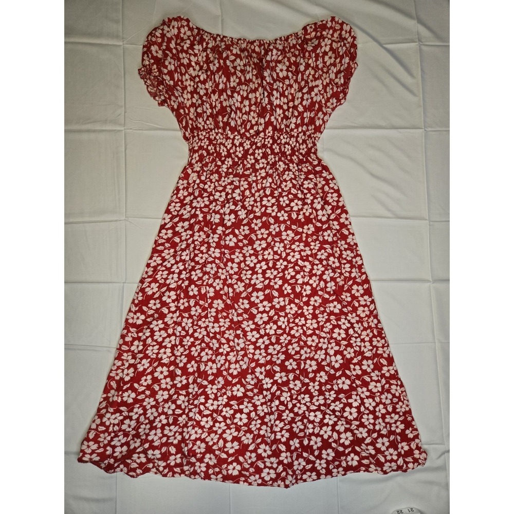 Anthropologie Kindred Red Floral Maxi Dress Womens 2X Milkmaid Fairy Coquette - Picture 7 of 8